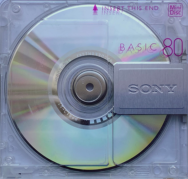 Image of a transparent Sony Basic 80 MiniDisc