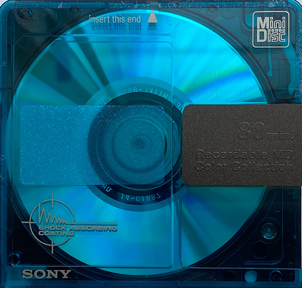 Image of an 80 minute blue-green Sony color collection minidisc