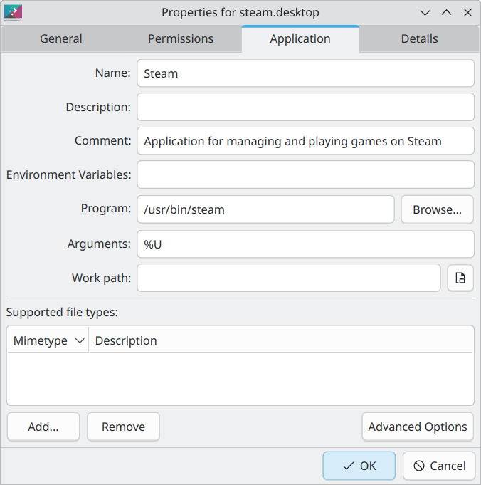 Steam Application Entry in KDE