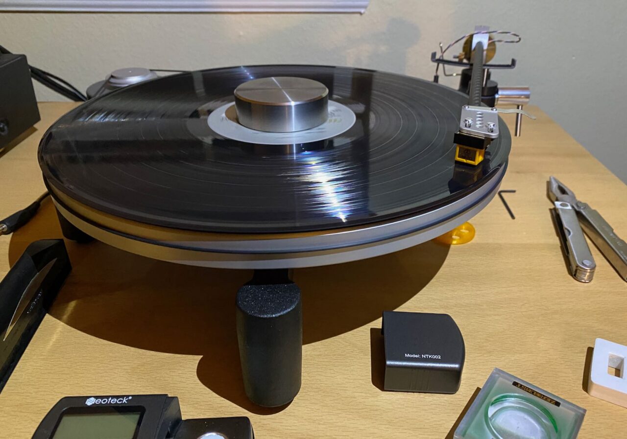 Schiit Sol turntable playing a record