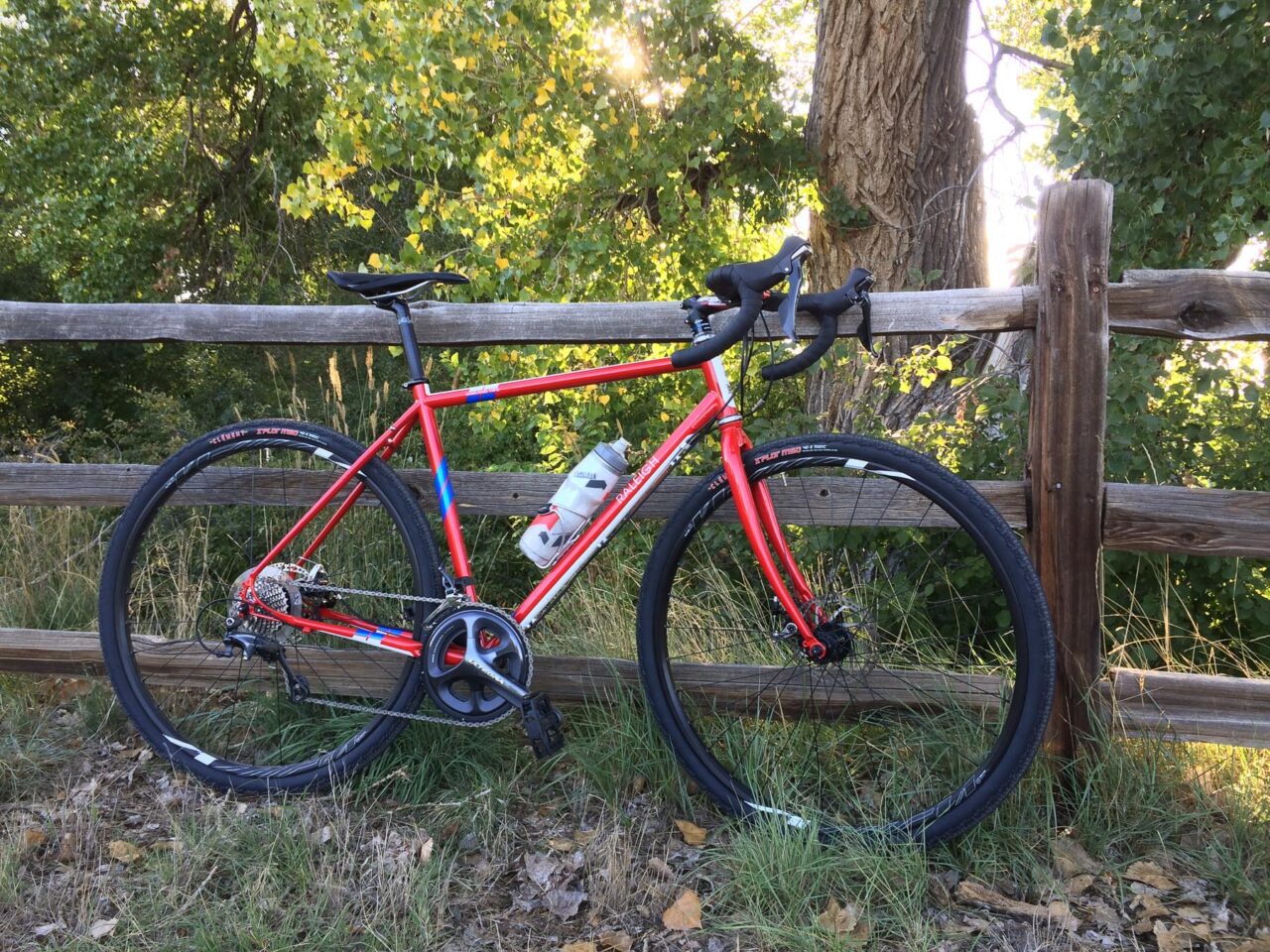 Red raleigh gravel bike